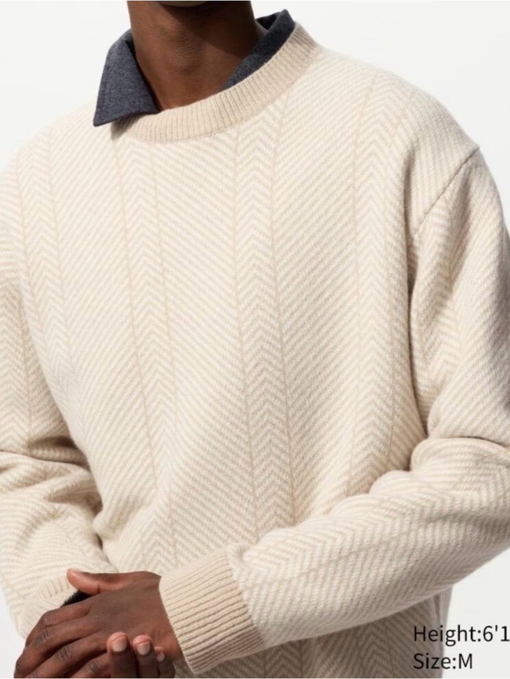 JW ANDERSON x Uniqlo Cream Herringbone Crewneck Sweater 100% wool